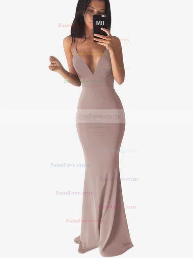 Trumpet/Mermaid V-neck Jersey Sweep Train Prom Dresses #Favs020103537