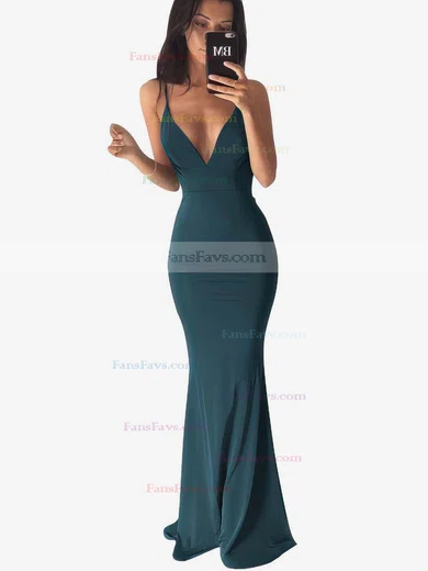 Trumpet/Mermaid V-neck Jersey Sweep Train Prom Dresses #Favs020103537