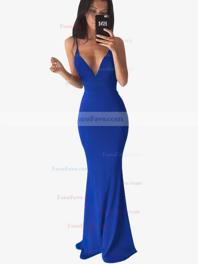 Trumpet/Mermaid V-neck Jersey Sweep Train Prom Dresses #Favs020103537
