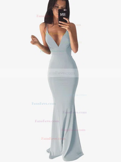 Trumpet/Mermaid V-neck Jersey Sweep Train Prom Dresses #Favs020103537