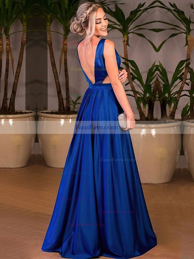 Princess V-neck Satin Floor-length Prom Dresses #Favs020105328