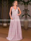 Princess V-neck Satin Floor-length Prom Dresses #Favs020105328