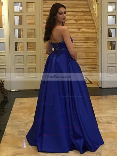 Ball Gown Strapless Satin Floor-length Prom Dresses #Favs020105407