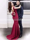 Trumpet/Mermaid V-neck Satin Sweep Train Prom Dresses #Favs020105462