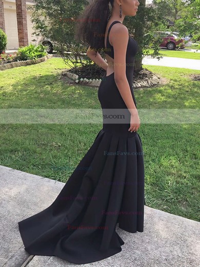 Trumpet/Mermaid V-neck Satin Sweep Train Prom Dresses #Favs020105509