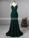 Trumpet/Mermaid V-neck Stretch Crepe Sweep Train Beading Prom Dresses #Favs020105546