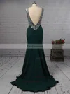 Trumpet/Mermaid V-neck Stretch Crepe Sweep Train Beading Prom Dresses #Favs020105546