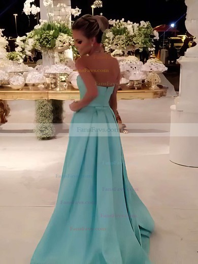Princess Strapless Satin Sweep Train Sashes / Ribbons Prom Dresses #Favs020105559