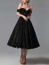 Ball Gown Off-the-shoulder Satin Tea-length Short Prom Dresses #Favs020105824