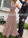 A-line Scoop Neck Tulle Floor-length Beading Prom Dresses #Favs020103601