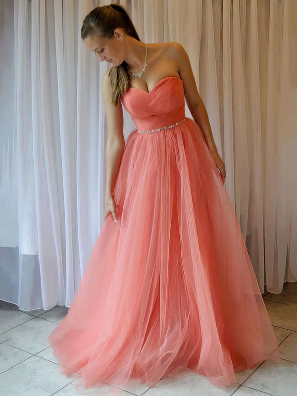Princess Sweetheart Tulle Floor-length Beading Prom Dresses #Favs020103605