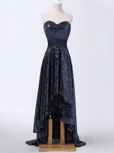 A-line Sweetheart Sequined Asymmetrical Sashes / Ribbons Prom Dresses #Favs020103165