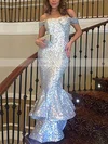 Trumpet/Mermaid Off-the-shoulder Sequined Floor-length Ruffles Prom Dresses #Favs020103688