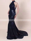 Trumpet/Mermaid Halter Sequined Sweep Train Prom Dresses #Favs020104806
