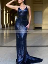 Trumpet/Mermaid V-neck Sequined Sweep Train Prom Dresses #Favs020105807