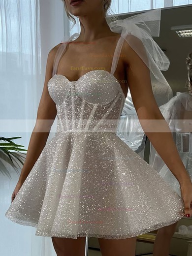 A-line Sweetheart Glitter Short/Mini Homecoming Dresses With Bow #Favs020117586