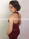 Sheath/Column Scoop Neck Silk-like Satin Sweep Train Appliques Lace Prom Dresses #Favs020104911