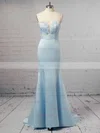 Trumpet/Mermaid Sweetheart Satin Sweep Train Beading Prom Dresses #Favs020104979
