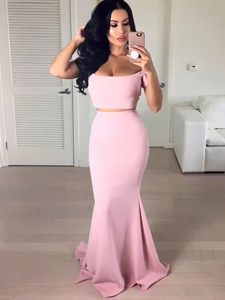 Trumpet/Mermaid Off-the-shoulder Jersey Sweep Train Prom Dresses #Favs020105203 Trumpet/Mermaid Off-the-shoulder Jersey Sweep Train Prom Dresses #Favs020105203