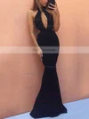 Trumpet/Mermaid High Neck Jersey Floor-length Split Front Prom Dresses #Favs020105246
