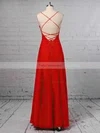 A-line V-neck Silk-like Satin Floor-length Ruffles Prom Dresses #Favs020105324