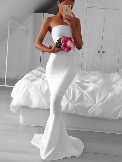Trumpet/Mermaid Strapless Stretch Crepe Sweep Train Prom Dresses #Favs020105502