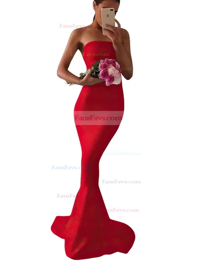 Trumpet/Mermaid Strapless Stretch Crepe Sweep Train Prom Dresses #Favs020105502