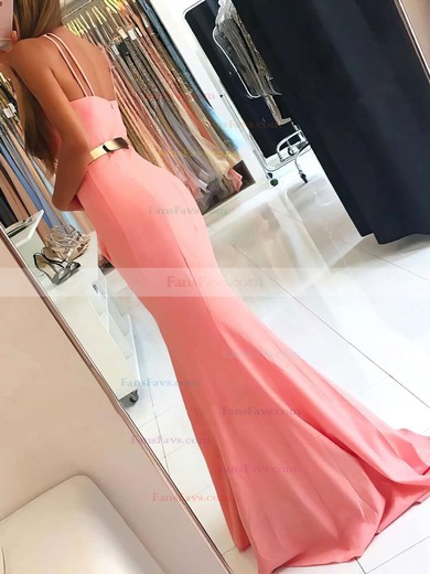 Trumpet/Mermaid Scoop Neck Stretch Crepe Sweep Train Sashes / Ribbons Prom Dresses #Favs020105507