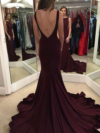 Trumpet/Mermaid Scoop Neck Jersey Court Train Prom Dresses #Favs020103588 Trumpet/Mermaid Scoop Neck Jersey Court Train Prom Dresses #Favs020103588