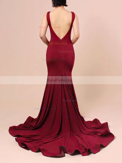 Trumpet/Mermaid Scoop Neck Jersey Court Train Prom Dresses #Favs020103588