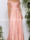 A-line Off-the-shoulder Silk-like Satin Sweep Train Ruffles Prom Dresses #Favs020105737