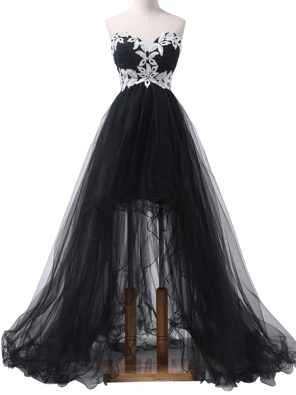 Princess Sweetheart Tulle Asymmetrical Appliques Lace Prom Dresses #Favs020101693