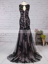 Trumpet/Mermaid Scoop Neck Tulle Sweep Train Appliques Lace Prom Dresses #Favs020104144