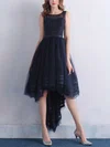 A-line Scoop Neck Tulle Asymmetrical Beading Prom Dresses #Favs020103134