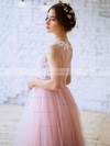 Princess Scoop Neck Tulle Floor-length Appliques Lace Prom Dresses #Favs020103231