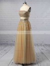 A-line Strapless Tulle Floor-length Beading Prom Dresses #Favs020103286