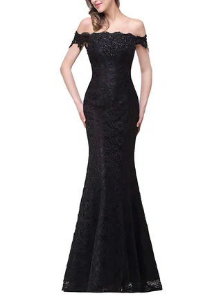 Trumpet/Mermaid Off-the-shoulder Lace Floor-length Beading Prom Dresses #Favs020104153 Trumpet/Mermaid Off-the-shoulder Lace Floor-length Beading Prom Dresses #Favs020104153