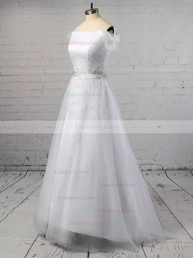 Princess Off-the-shoulder Tulle Sweep Train Beading Prom Dresses #Favs020103740