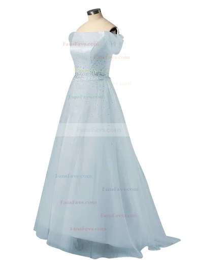 Princess Off-the-shoulder Tulle Sweep Train Beading Prom Dresses #Favs020103740