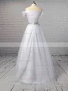 Princess Off-the-shoulder Tulle Sweep Train Beading Prom Dresses #Favs020103740