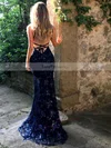 Trumpet/Mermaid V-neck Tulle Sweep Train Sequins Prom Dresses #Favs020104817