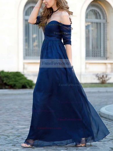 A-line Off-the-shoulder Tulle Floor-length Sashes / Ribbons Prom Dresses #Favs020104860