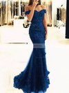 Trumpet/Mermaid Off-the-shoulder Lace Sweep Train Appliques Lace Prom Dresses #Favs020104963