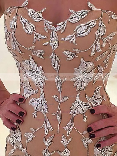 Trumpet/Mermaid Sweetheart Tulle Sweep Train Appliques Lace Prom Dresses #Favs020105541