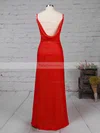 Sheath/Column V-neck Silk-like Satin Ankle-length Split Front Prom Dresses #Favs020104358