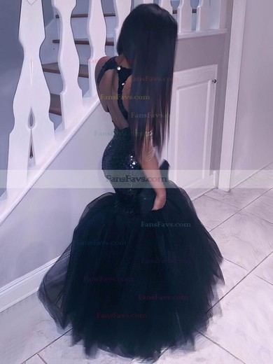 Trumpet/Mermaid Scoop Neck Tulle Sequined Floor-length Prom Dresses #Favs020105812