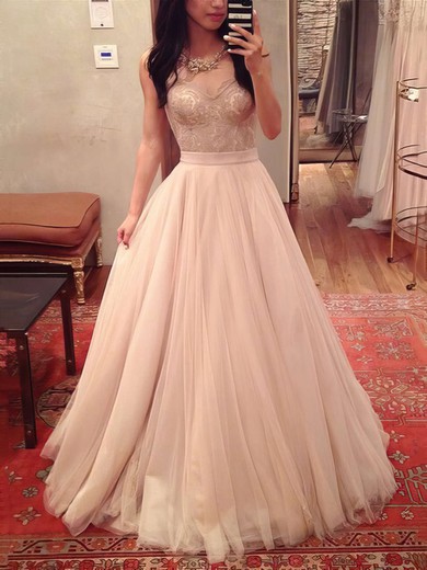 Ball Gown Sweetheart Tulle Floor-length Appliques Lace Prom Dresses #Favs020104360