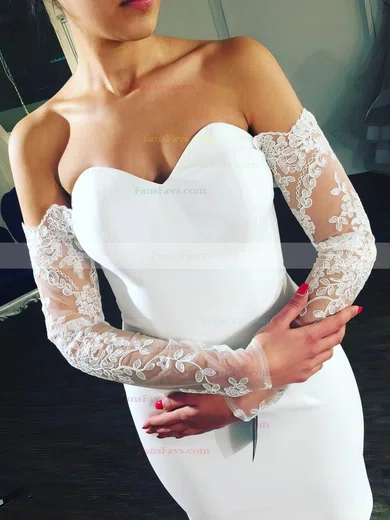 Trumpet/Mermaid Off-the-shoulder Stretch Crepe Floor-length Appliques Lace Prom Dresses #Favs020105586