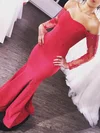 Trumpet/Mermaid Off-the-shoulder Stretch Crepe Floor-length Appliques Lace Prom Dresses #Favs020105586