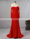 Trumpet/Mermaid Off-the-shoulder Stretch Crepe Floor-length Appliques Lace Prom Dresses #Favs020105586